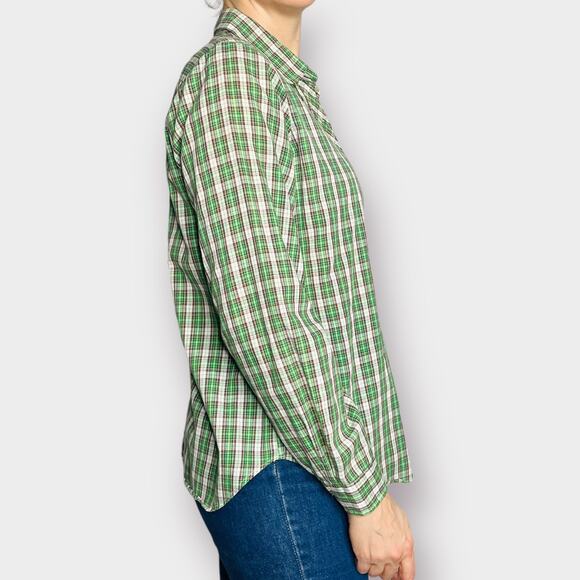 80s Society Green plaid long sleeve button front - Picture 4 of 5